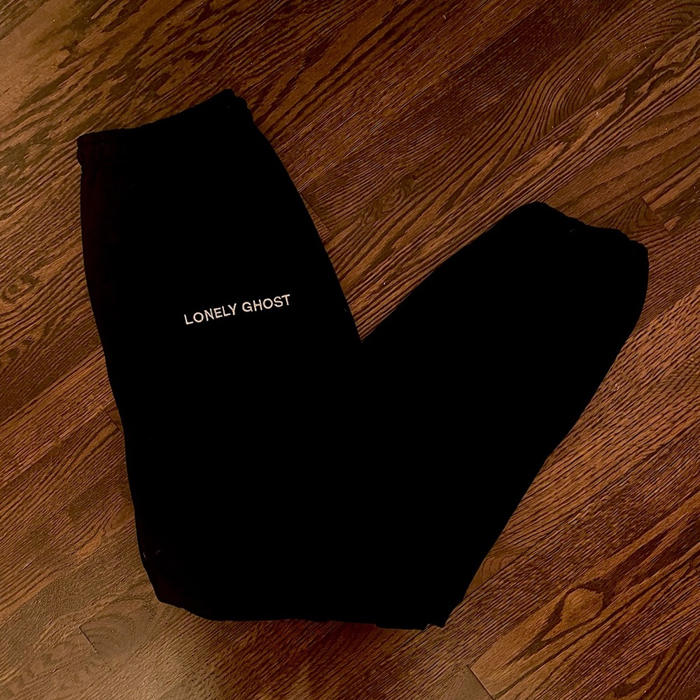 NWOT Lonely Ghost Black Embroidered Sweatpants Joggers
